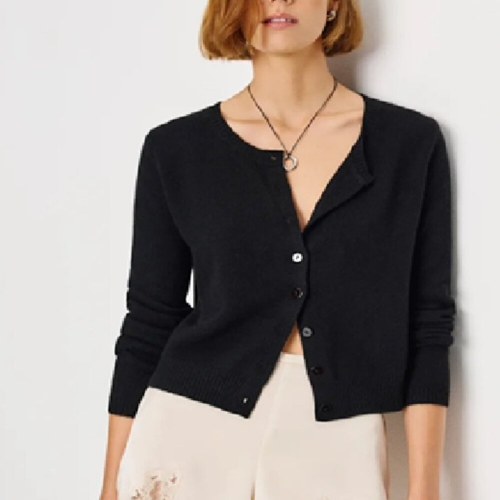 REFORMATION Clara Cashmere Cardigan in Black, size S